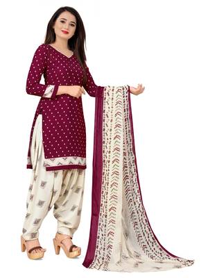 Maroon printed crepe salwar 3