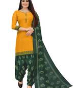 Yellow printed crepe salwar