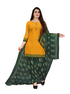 Yellow printed crepe salwar 2