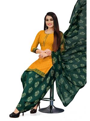 Yellow printed crepe salwar 3