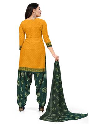 Yellow printed crepe salwar 4