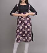 Purple Printed Handwork Rayon Straight Kurti