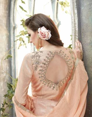 Light-peach embroidered silk salwar 3
