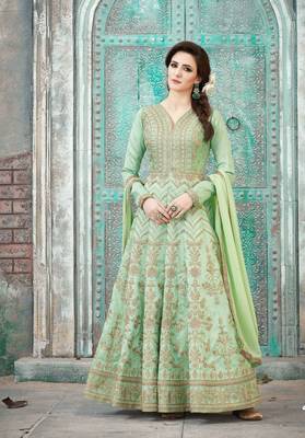 Green embroidered silk salwar 1