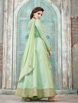 Green embroidered silk salwar 2