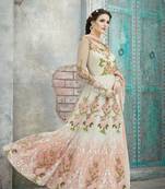Cream embroidered net salwar