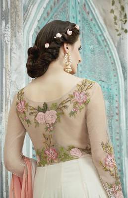 Cream embroidered net salwar 2