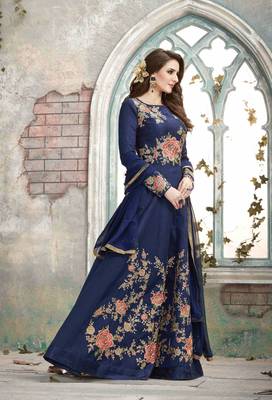 Blue embroidered silk salwar 1