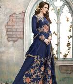 Blue embroidered silk salwar