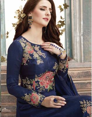 Blue embroidered silk salwar 2