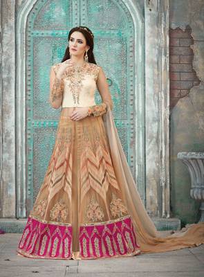 Beige fancy net salwar 1