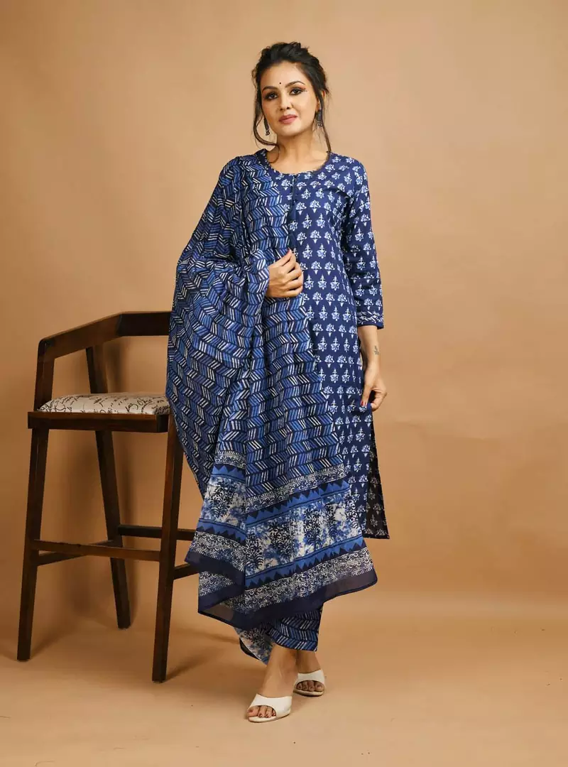 blue printed cotton