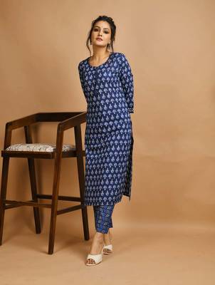 Blue floral print cotton salwar 2