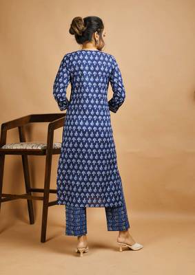Blue floral print cotton salwar 3