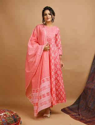 Pink floral print cotton salwar 1