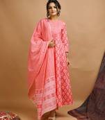 Pink floral print cotton salwar