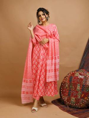 Pink floral print cotton salwar 2