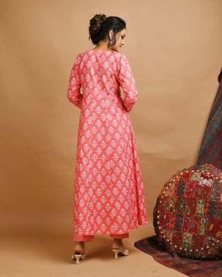 Pink floral print cotton salwar 4
