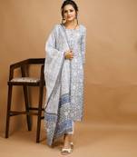 White floral print cotton salwar