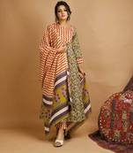 Orange kalamkari cotton salwar