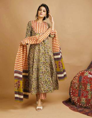 Orange kalamkari cotton salwar 3