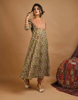 Orange kalamkari cotton salwar 4
