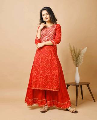 Red embroidered cotton salwar 1