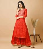 Red embroidered cotton salwar