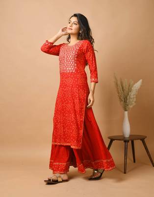 Red embroidered cotton salwar 2