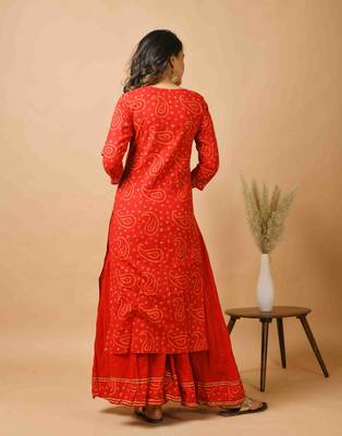 Red embroidered cotton salwar 4