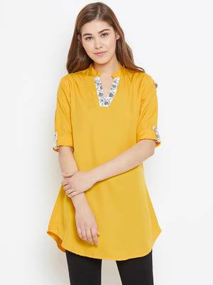 Yellow plain polyester tunics 1