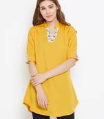 Yellow plain polyester tunics