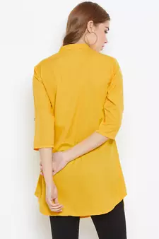 Yellow plain polyester tunics