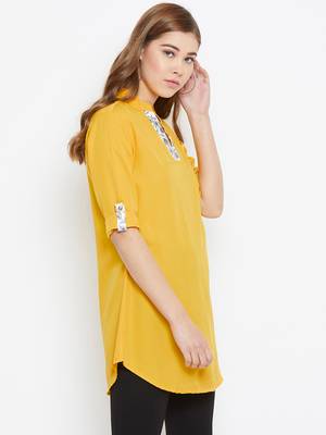 Yellow plain polyester tunics 3