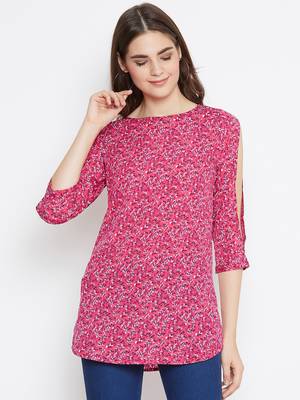 Pink printed polyester tunics 1