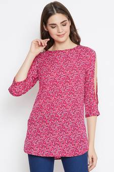 Pink printed polyester tunics
