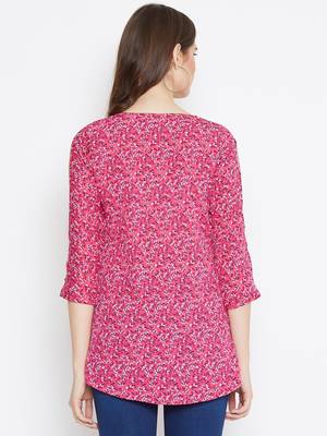 Pink printed polyester tunics 2