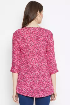 Pink printed polyester tunics