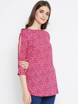 Pink printed polyester tunics 3