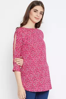 Pink printed polyester tunics