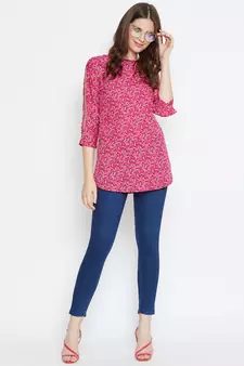 Pink printed polyester tunics