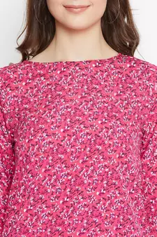 Pink printed polyester tunics