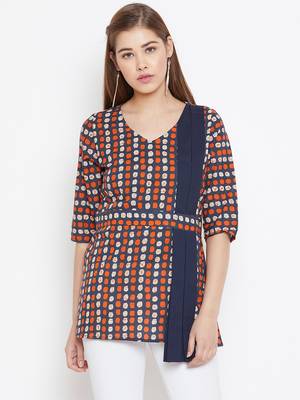 Brown printed cotton tunics 1