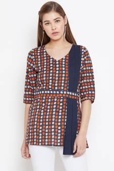 Brown printed cotton tunics