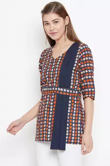 Brown printed cotton tunics