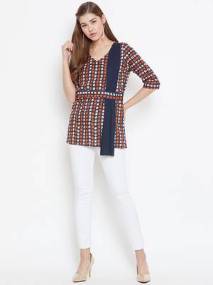 Brown printed cotton tunics 4