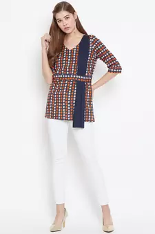 Brown printed cotton tunics