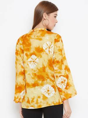 Yellow printed viscose rayon tunics 2
