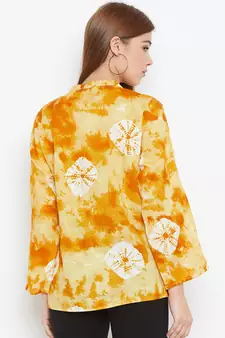 Yellow printed viscose rayon tunics