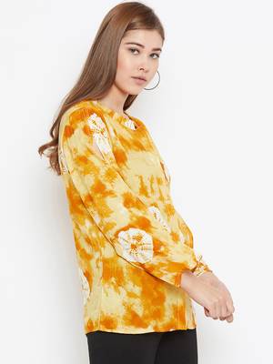 Yellow printed viscose rayon tunics 3